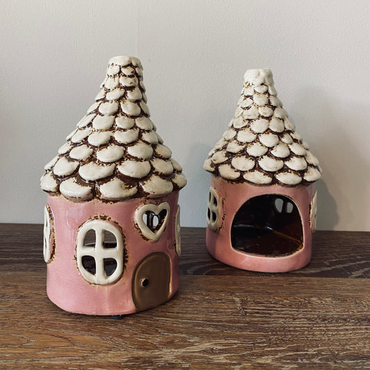 Pink Round Heart House Tealight House - Village Pottery