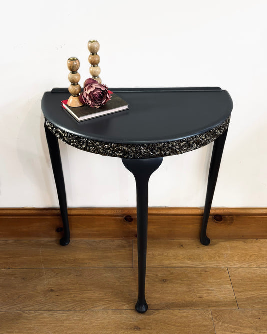 Soft Black Half Moon Hall Table