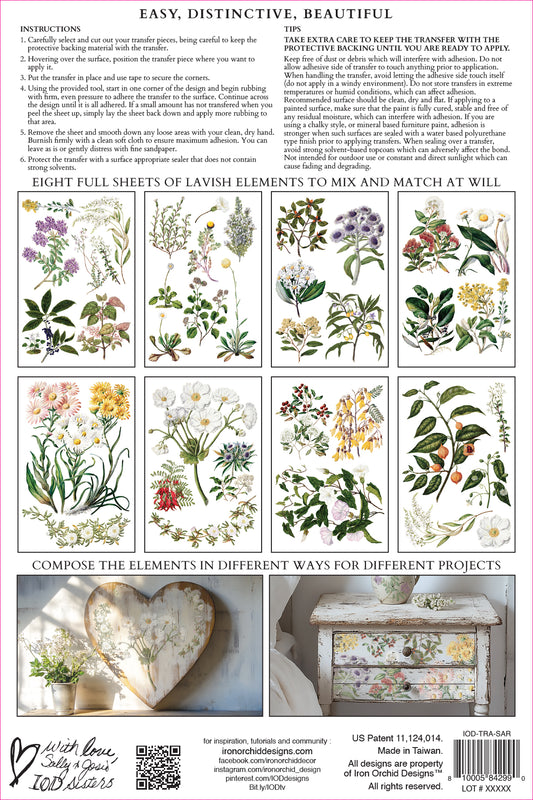 IOD Sarah Featons Botanicals decor transfer back cover