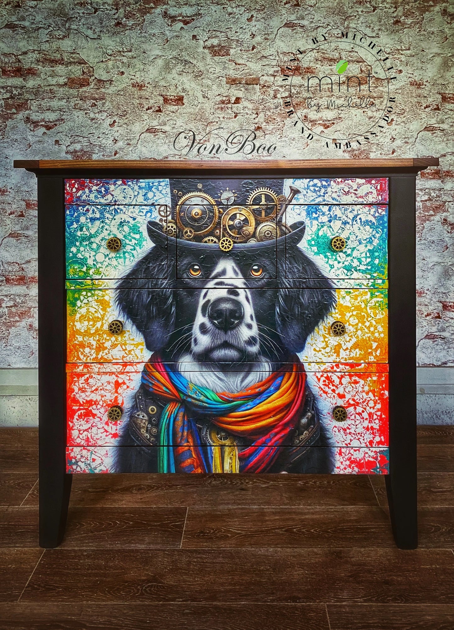 Steampunk Decoupage Paper for Furniture - Diego Dog - MINT By Michelle