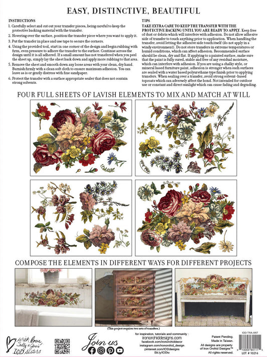 Floral Anthology IOD Transfer - Iron Orchid Designs