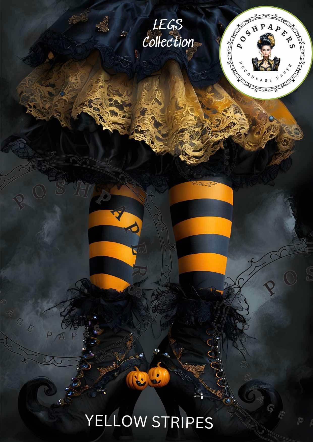 Posh Papers - Yellow Stripes - Large Decoupage Papers