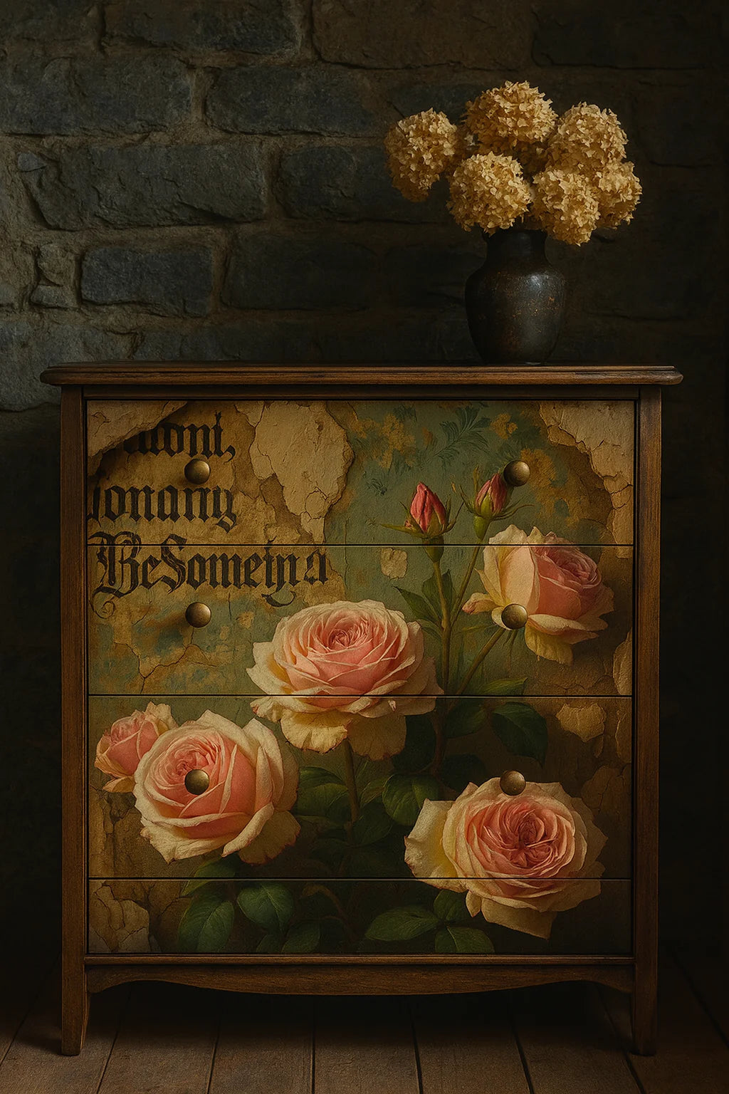 Gritty Roses Decoupage Paper - MINT by Michelle