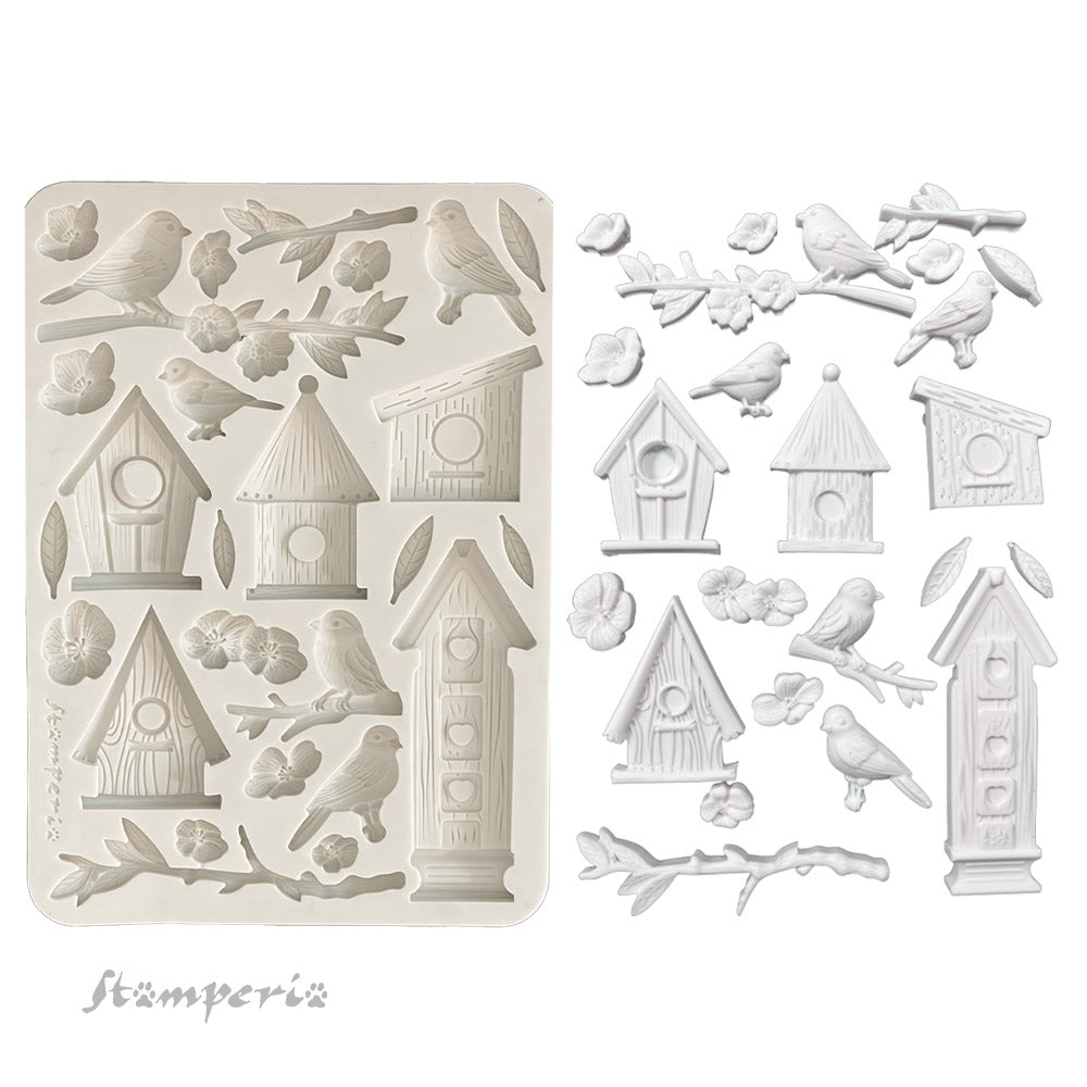 Stamperia A5 Silicone Mould – Nest & Birds – Dewdrops Collection