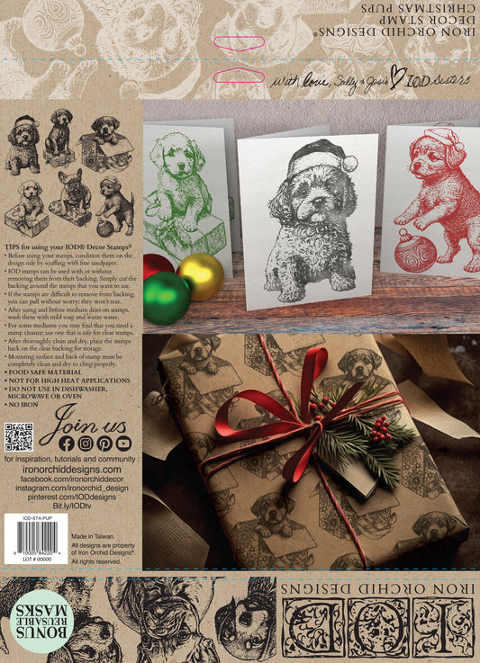 Christmas Pups IOD Decor Stamp - Iron Orchid Designs