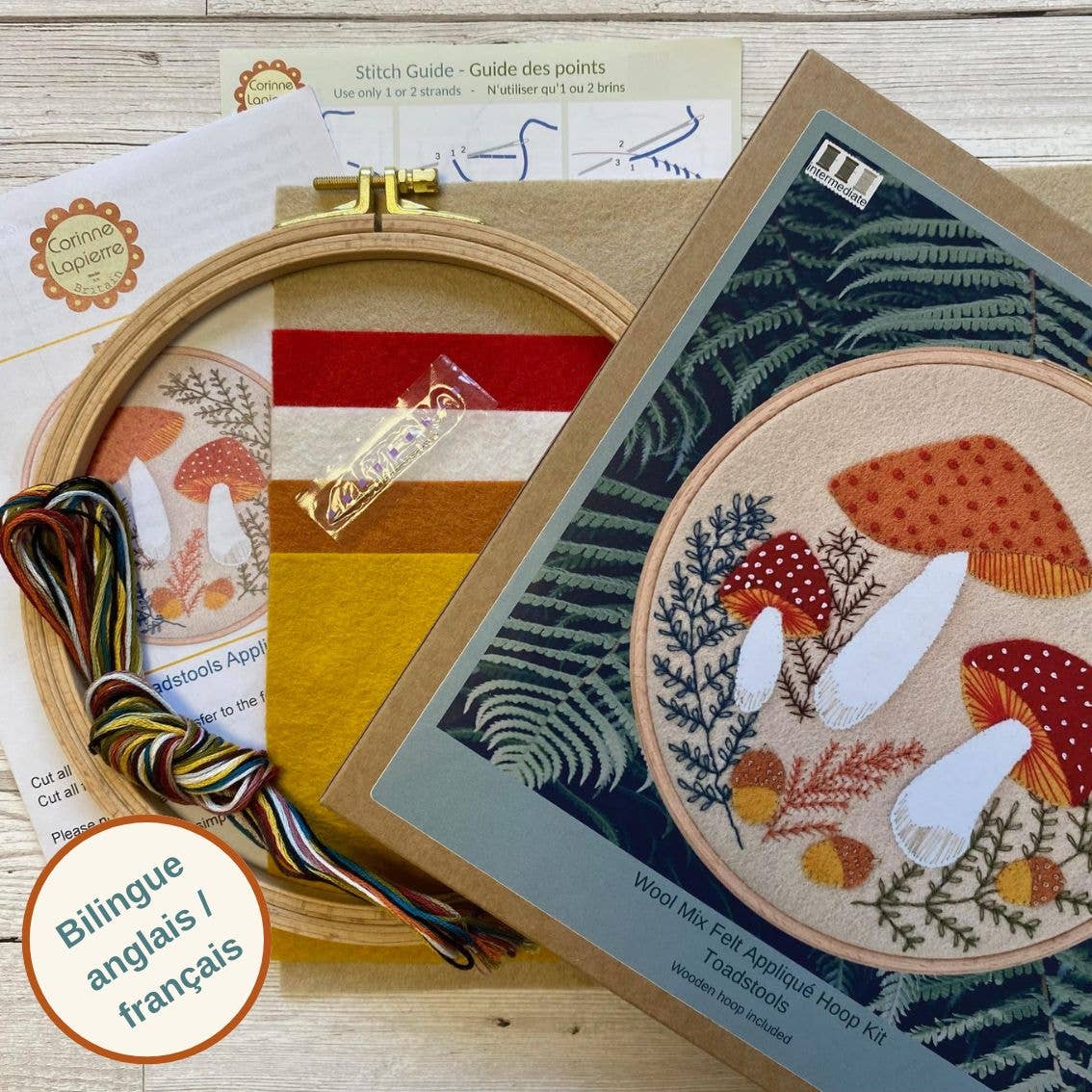 Toadstool Appliqué Hoop Craft Kit - Corinne Lapierre