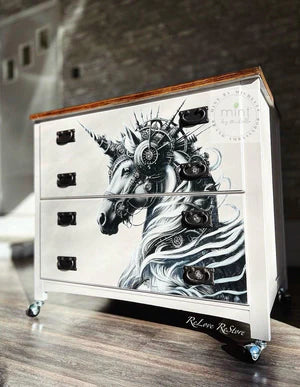 Steampunk Decoupage Paper for Furniture - Ulysses Unicorn - MINT By Michelle