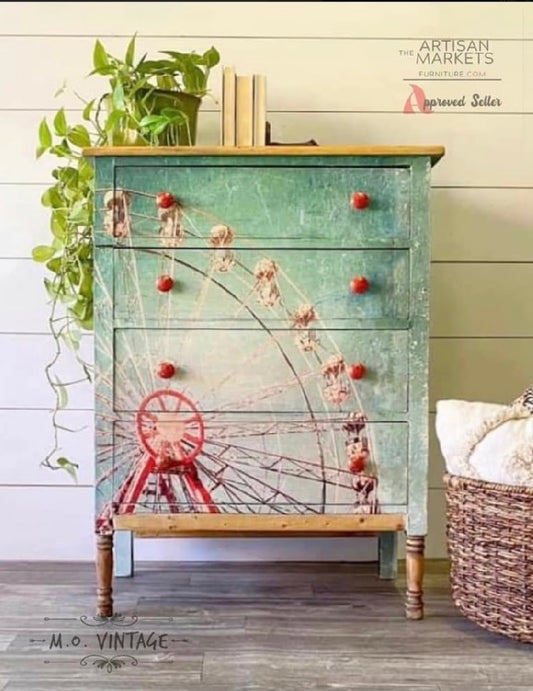 Ferris Wheel Decoupage Paper, MINT by Michelle | Decoupage Paper For Furniture