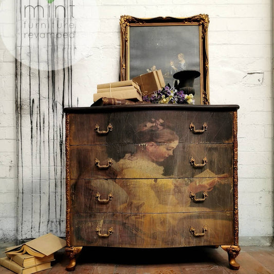 YOUNG GIRL READING Decoupage Paper | Reverse Image | MINT by Michelle | Decoupage Paper for Furniture