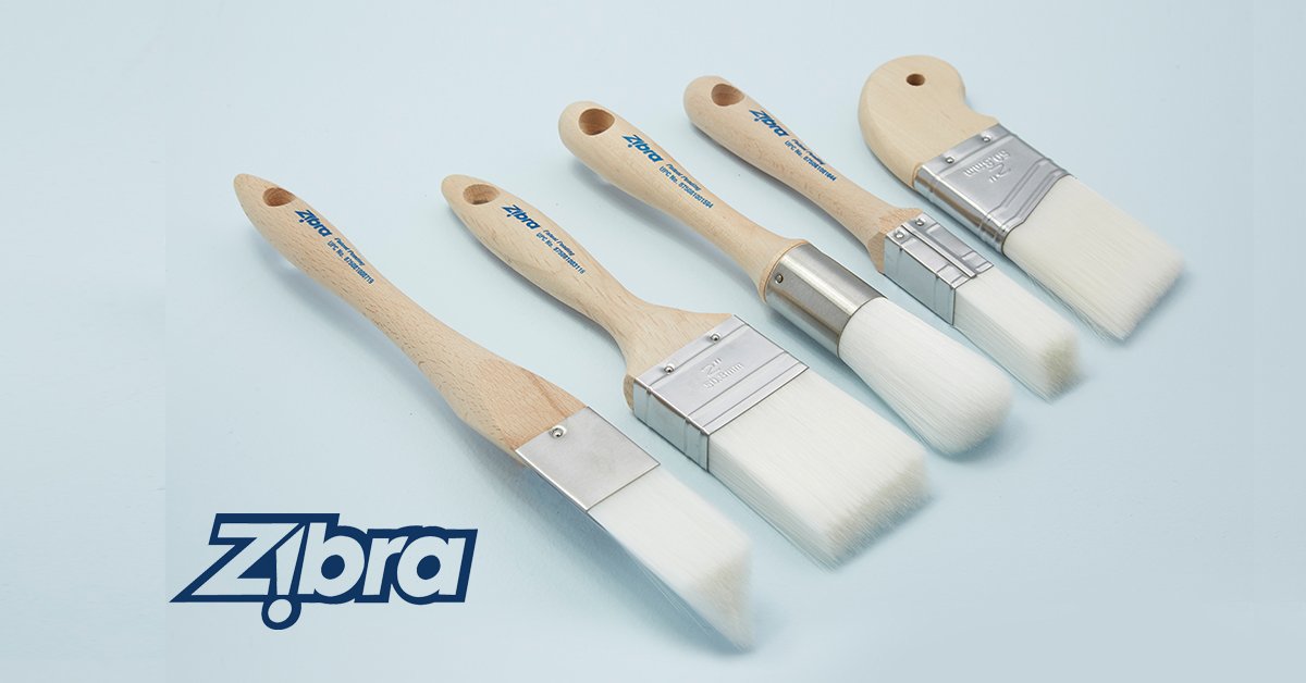 Zibra Paint Brushes in all shapes and sizes. Each brush has a specific use