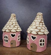 Load image into Gallery viewer, Pink Round Heart House Tealight House - Village Pottery