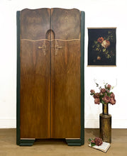 Load image into Gallery viewer, Walnut Gentleman&#39;s Wardrobe in Dark Green - Harris Lebus