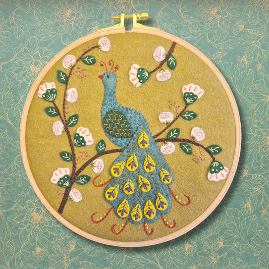 Flamboyant Peacock Appliqué Hoop Craft Kit - Corinne Lapierre