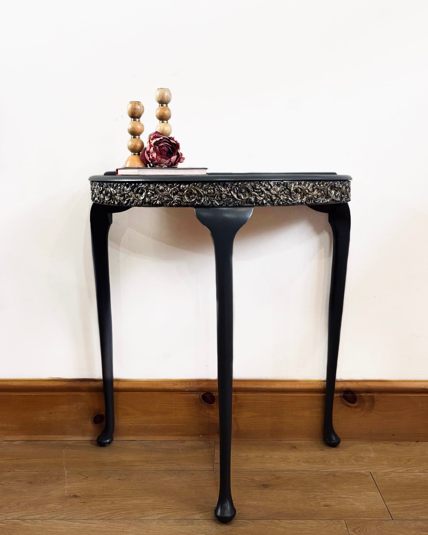 Soft Black Half Moon Hall Table