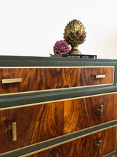 Load image into Gallery viewer, Dark Forest Green and Walnut Chest of Drawers