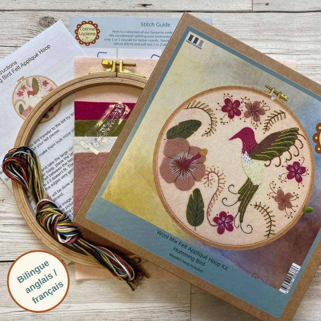Hummingbird Appliqué Hoop Craft Kit - Corinne Lapierre