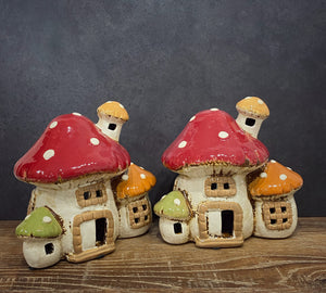 Mushroom Tealight House (3) - Village Pottery
