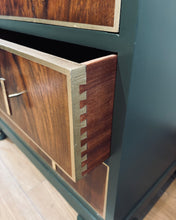 Load image into Gallery viewer, Dark Forest Green and Walnut Chest of Drawers