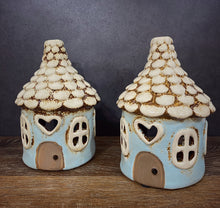 Load image into Gallery viewer, Blue Round Heart House Tealight House - Village Pottery