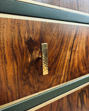 Load image into Gallery viewer, Dark Forest Green and Walnut Chest of Drawers