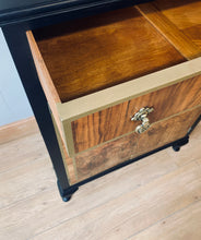 Load image into Gallery viewer, Vintage Walnut Tallboy - Painted in Black and Gold with Cabriole Feet