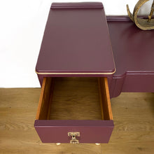 Load image into Gallery viewer, Elderberry Dressing Table, Purple and Gold Vanity Unit, Painted Vintage Drawers, Glam Bedroom Furniture