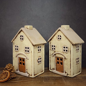 Beige Tealight House - Village Pottery