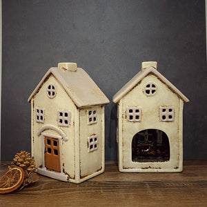Beige Tealight House - Village Pottery