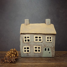 Load image into Gallery viewer, Grey Traditional Tealight Cottage House - Village Pottery oh