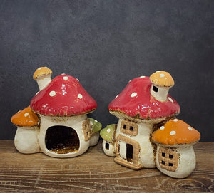 Mushroom Tealight House (3) - Village Pottery