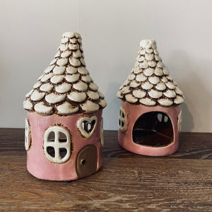 Pink Round Heart House Tealight House - Village Pottery