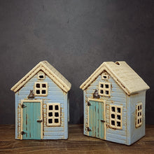 Load image into Gallery viewer, Pale Blue Holiday House Tealight House - Village Pottery