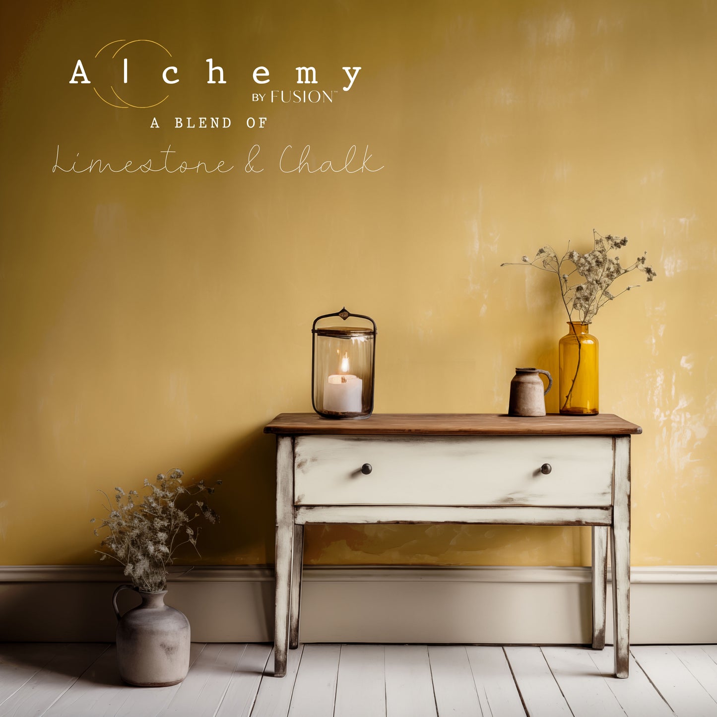Alchemy chalk-style furniture paint by Fusion Mineral Paint for creating warm rustic furniture finishes