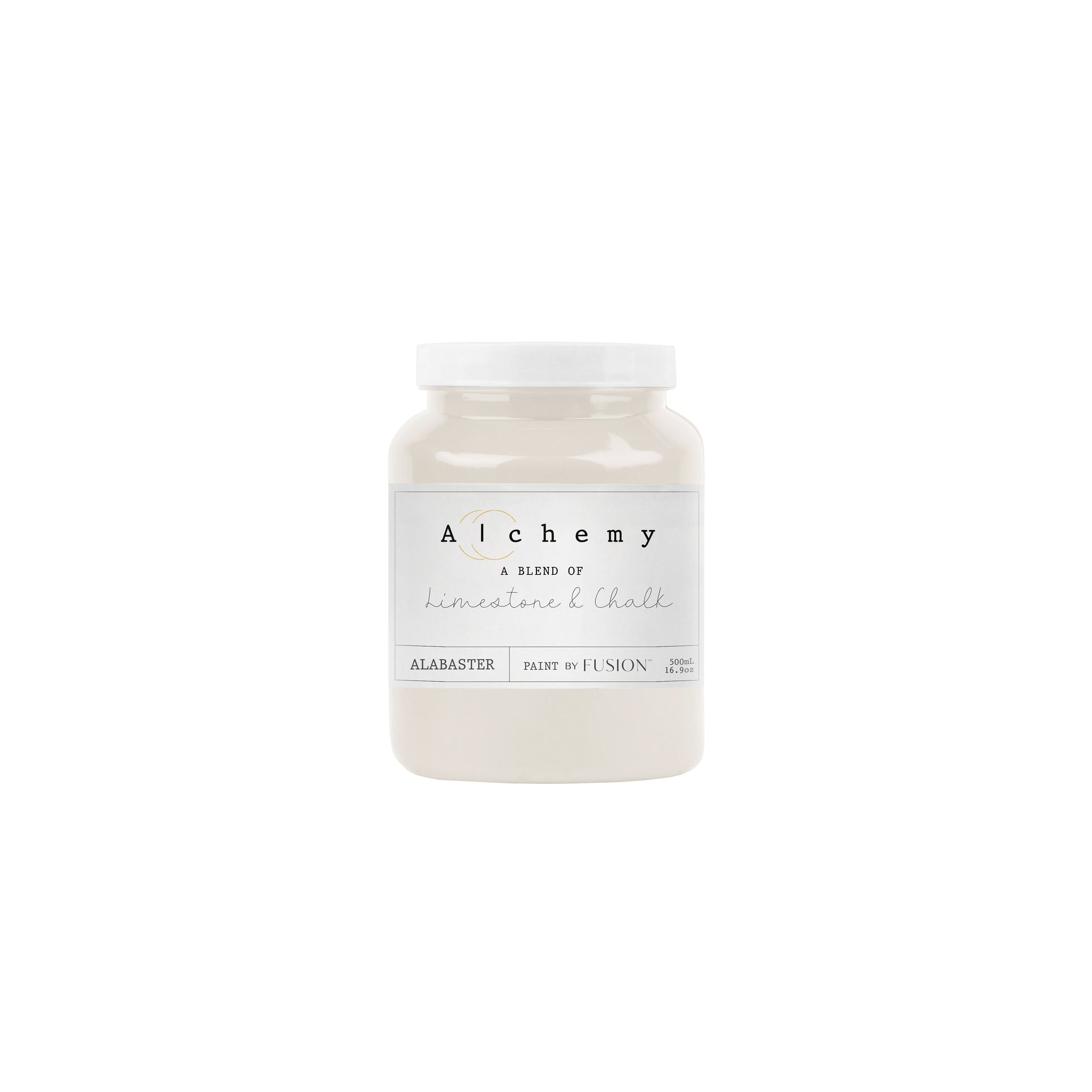 A jar of Alchemy paint in Alabaster color by Fusion.