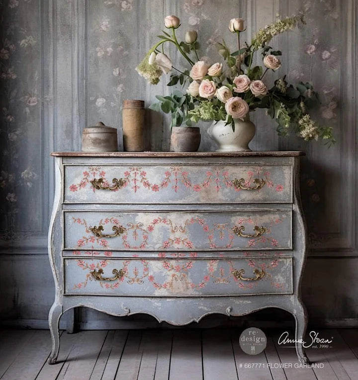 Flower Garland Transfer - Annie Sloan & Redesign with Prima