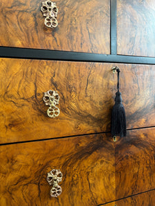 Large Black and Walnut Chest of Drawers