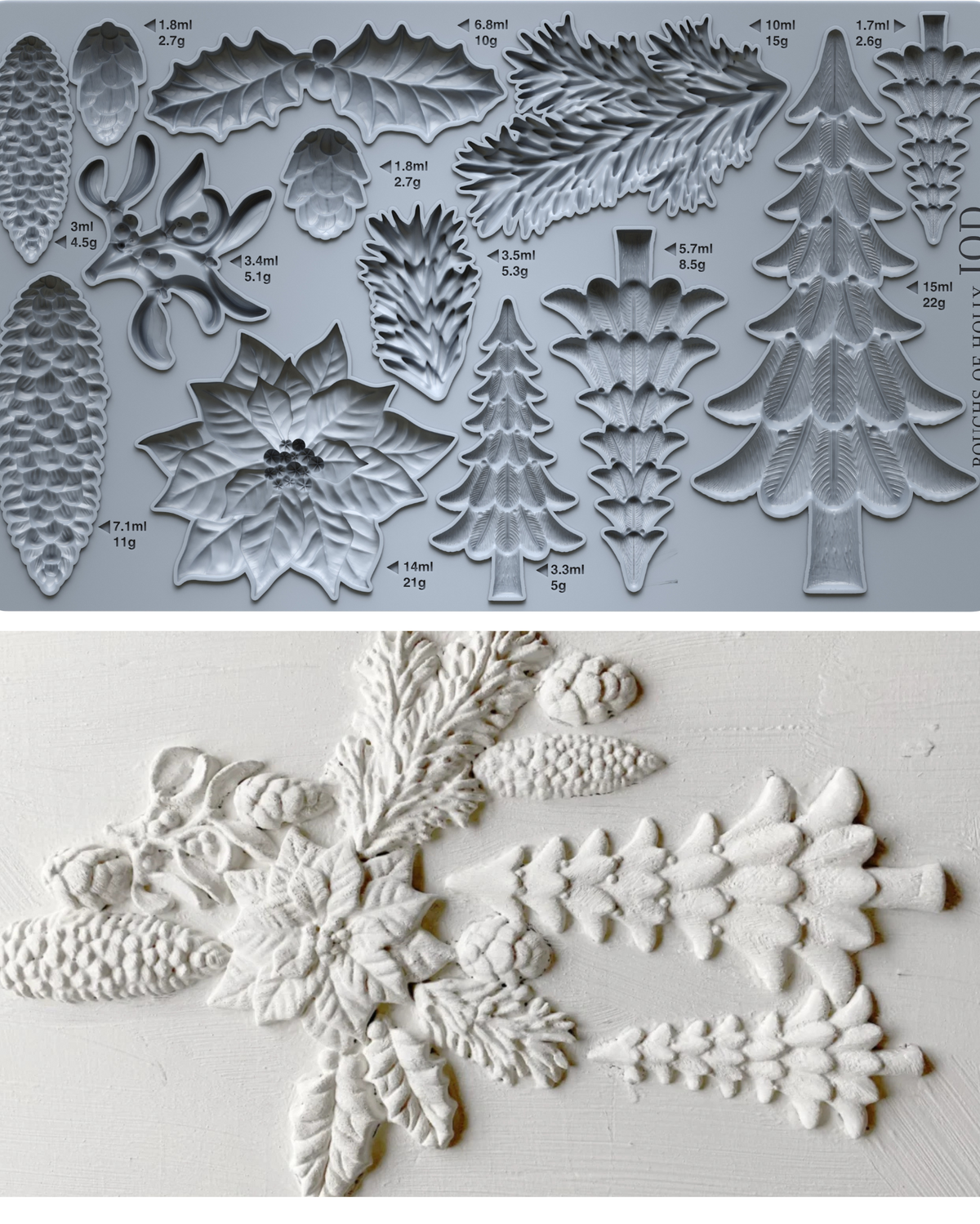 **PREORDER** Boughs of Holly Mould | Iron Orchid Designs