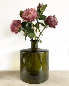 Chunky Bottle Green Vase - 100% Recycled Glass
