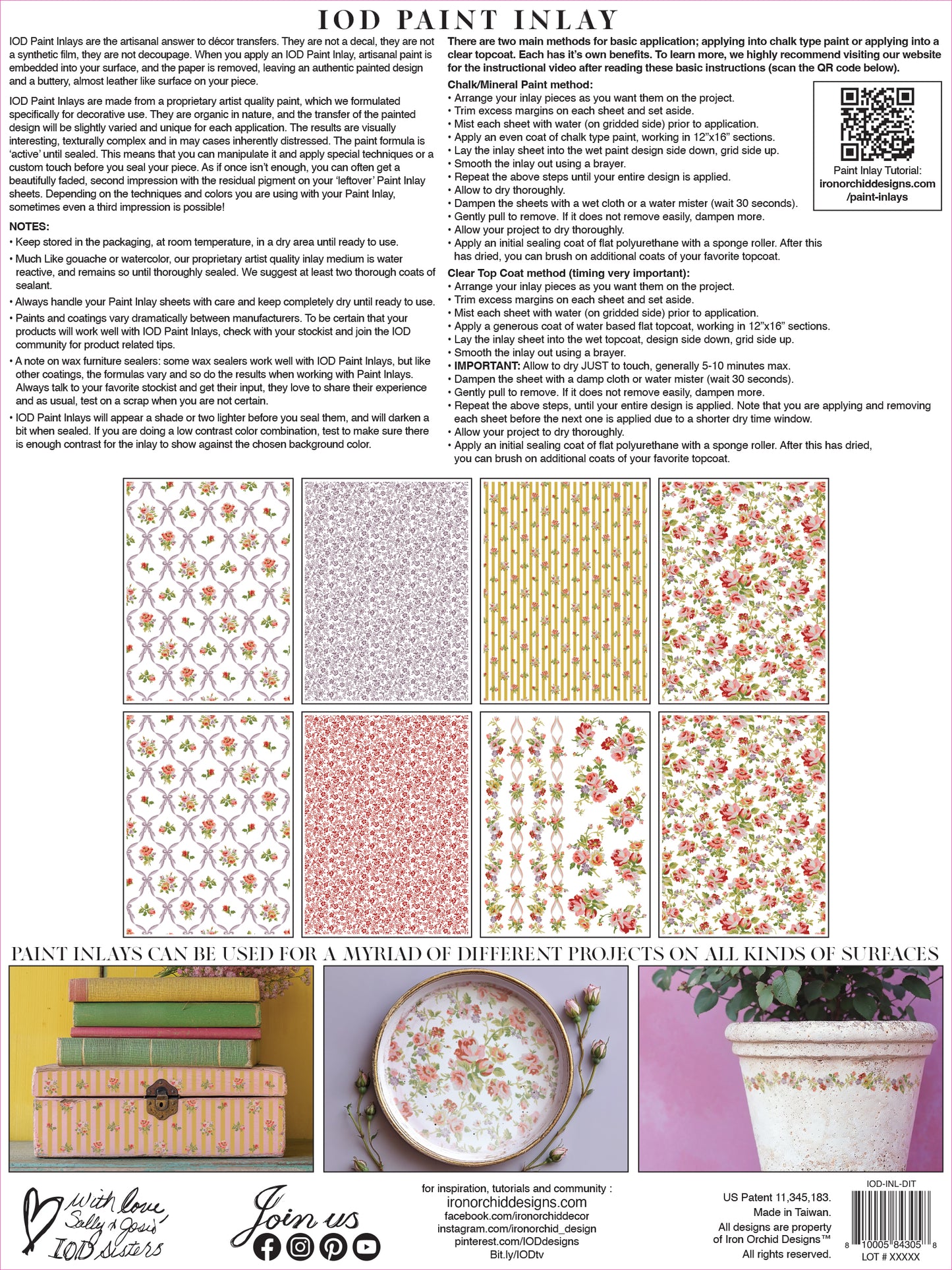 Ditsy Blooms IOD Paint Inlay - Iron Orchid Designs Back Cover