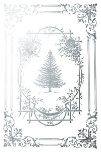 Decorative frame with a tree and floral elements on a white background