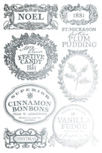 Load image into Gallery viewer, Collection of vintage-style product labels with decorative elements on a white background