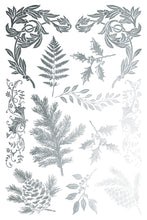 Load image into Gallery viewer, Decorative arrangement of silver leaves and branches on a white background