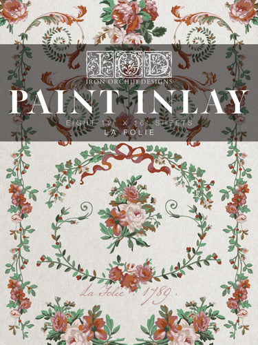 Floral design paper with 'Iron Orchid Designs Paint Inlay' 