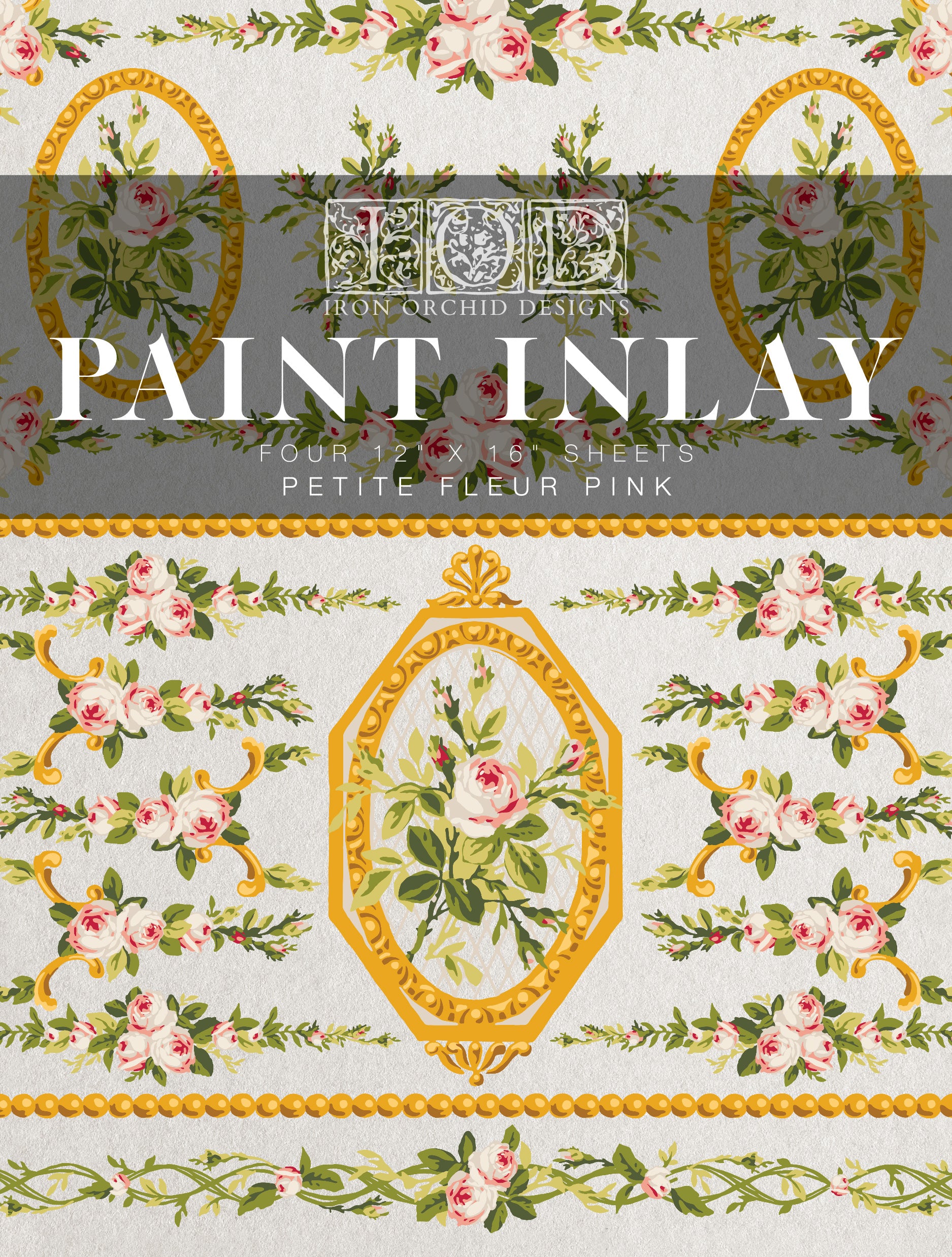 Petite Fleur Pink IOD Paint Inlay - Iron Orchid Designs