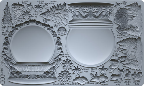 Decorative mold with intricate Snowglobes and measurements