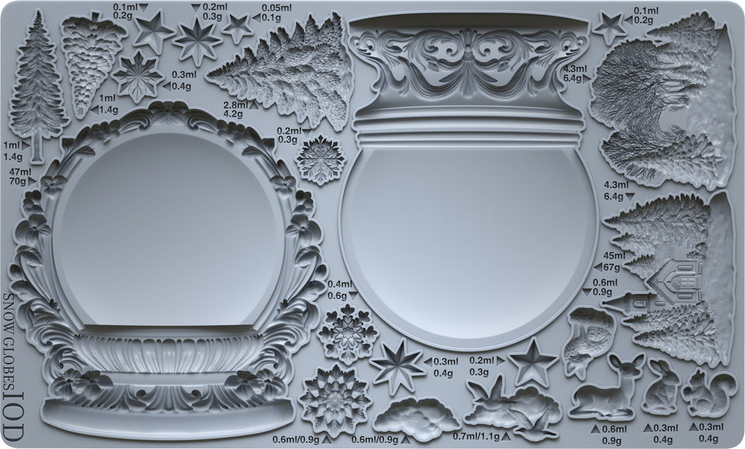 Decorative mold with intricate Snowglobes and measurements