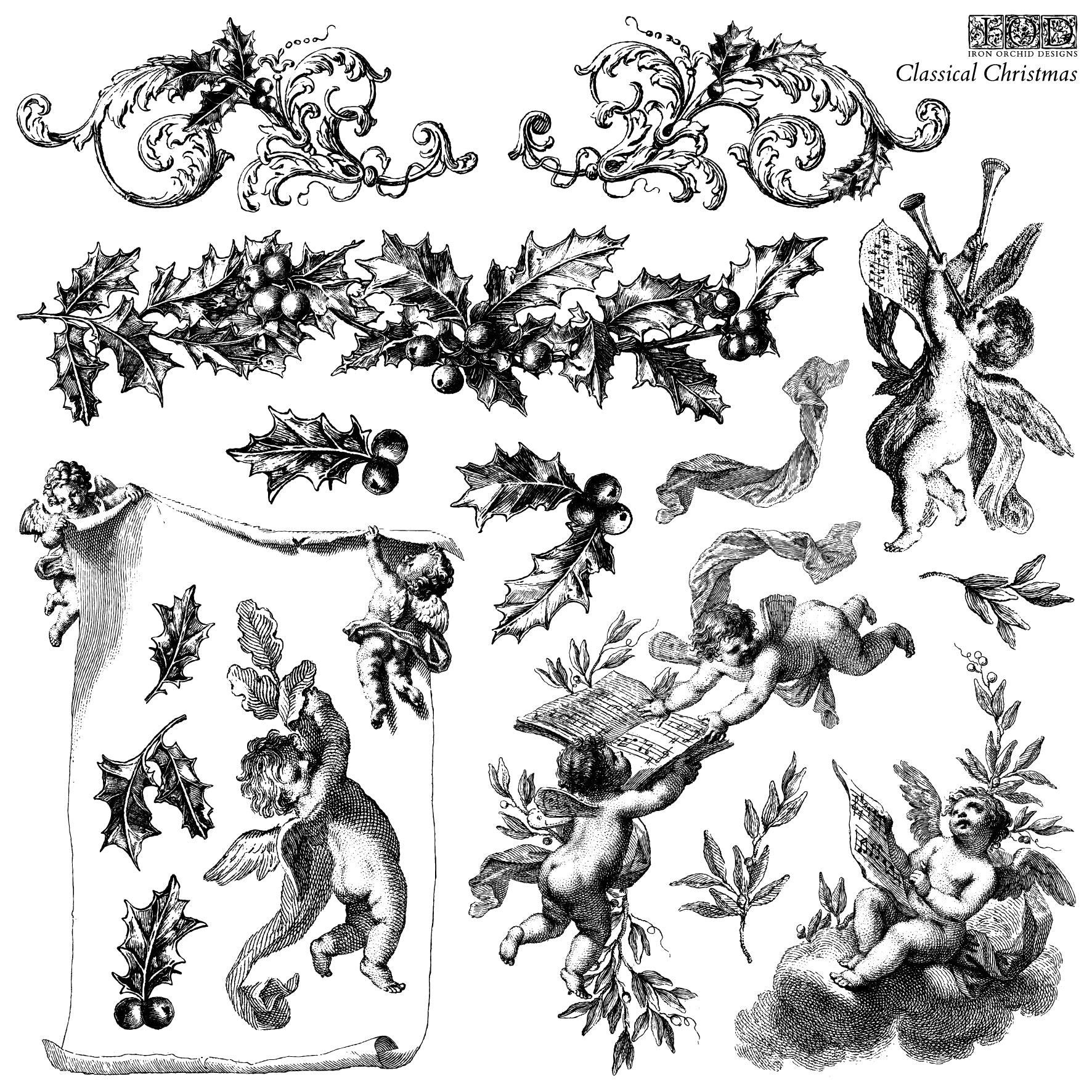 Classical Christmas IOD Decor Stamp - Iron Orchid Designs