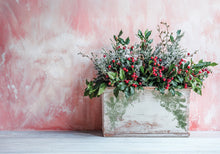 Load image into Gallery viewer, Decorative floral arrangement with red berries in a wooden box using IOD Stamps
