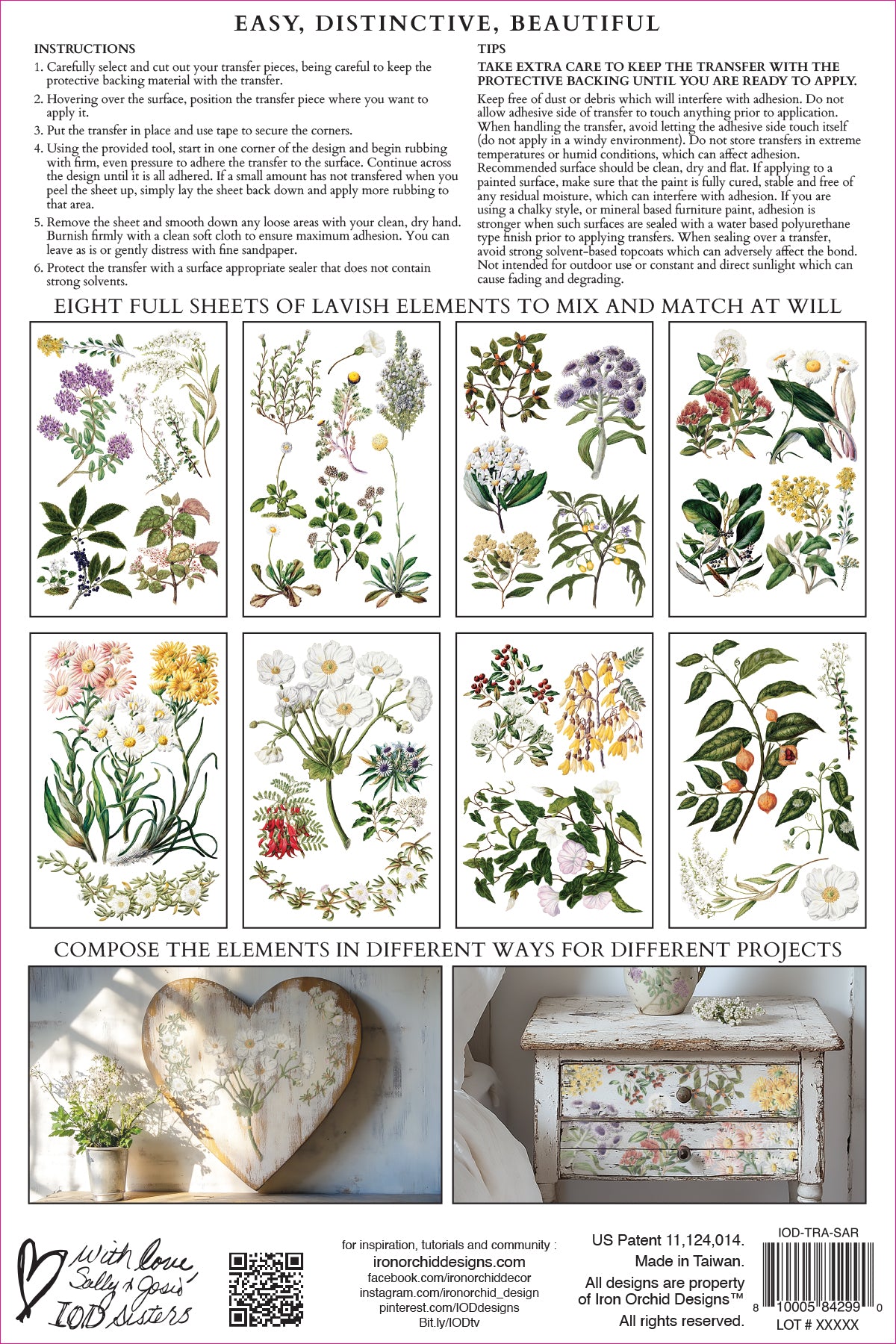 IOD Sarah Featons Botanicals decor transfer back cover