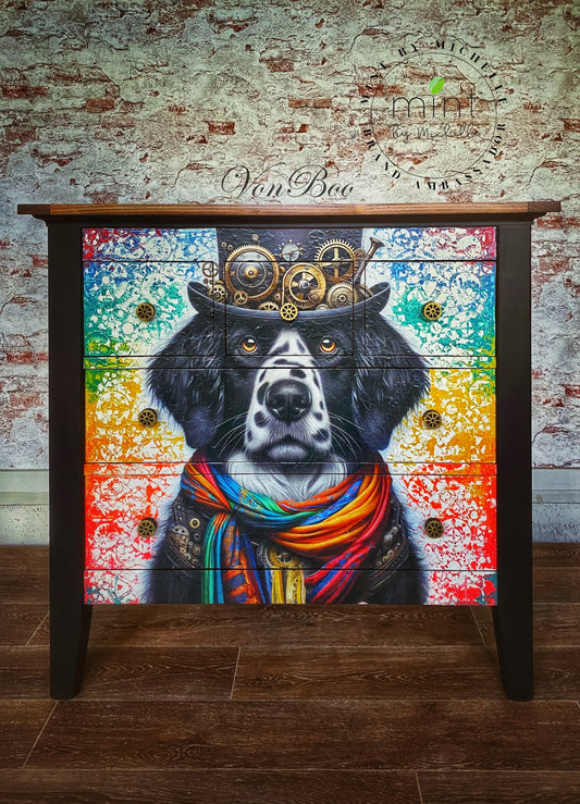 Steampunk Decoupage Paper for Furniture - Diego Dog - MINT By Michelle 